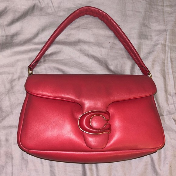 Coach Pillow Tabby Shoulder Bag 26, Red Apple, Leather, Small Purse, C Logo - Picture 4 of 13